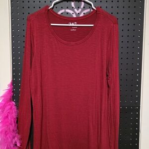 Maurices Red Long Sleeve T-Shirt Blouse